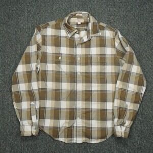 Wallace Barnes Shirt Men Medium Brown Plaid Flannel Button Up Long Sleeve J Crew